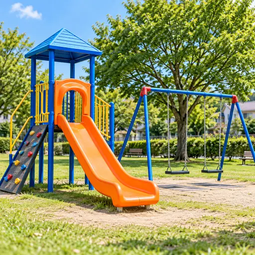 すべり台や遊具のある公園のイメージ